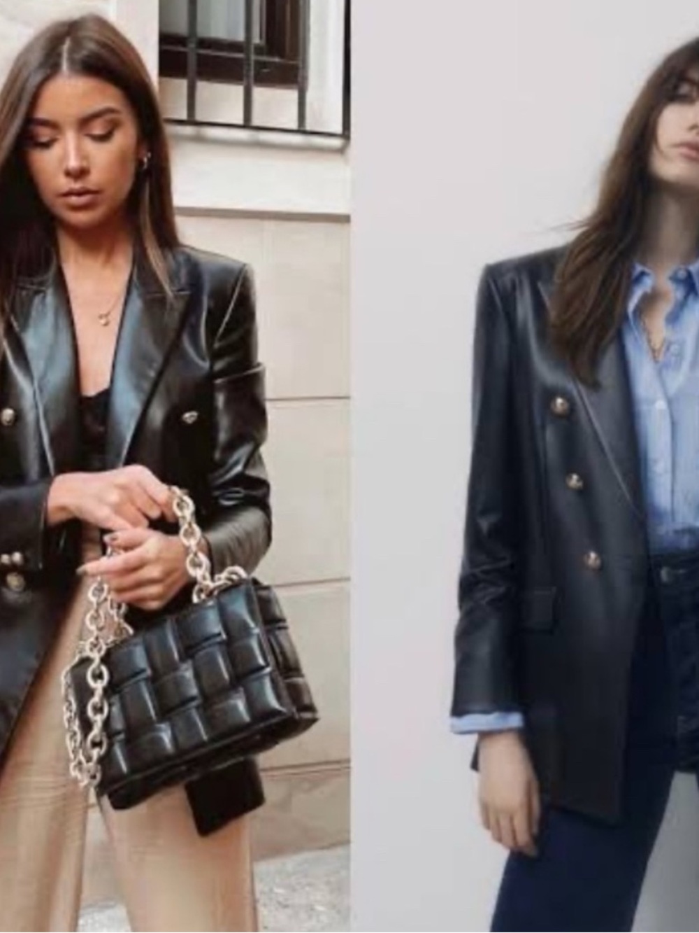 Zara Women's Black Faux Leather Double-Breasted Blazer. Size S - Picture 16 of 16